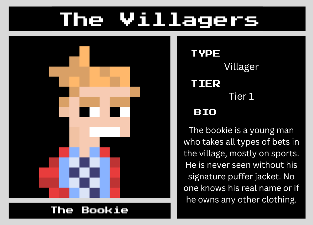 The Bookie biography card